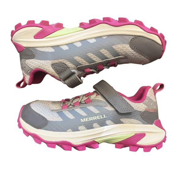 Merrell Hiking Shoes Girls Size 1 Pink Gray VGUC sneakers Outdoor Moab Speed 2 - Picture 1 of 13